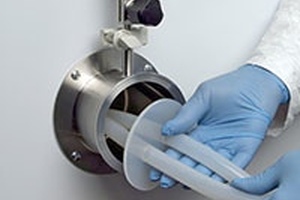 AdvantaPass wall pass-through system uses single-use disposable components