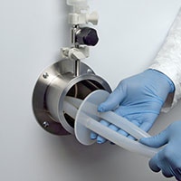 AdvantaPass wall pass-through system uses single-use disposable components