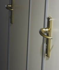 Copper has been used for the train door handles with cupboard doors to follow in kitchen facilities