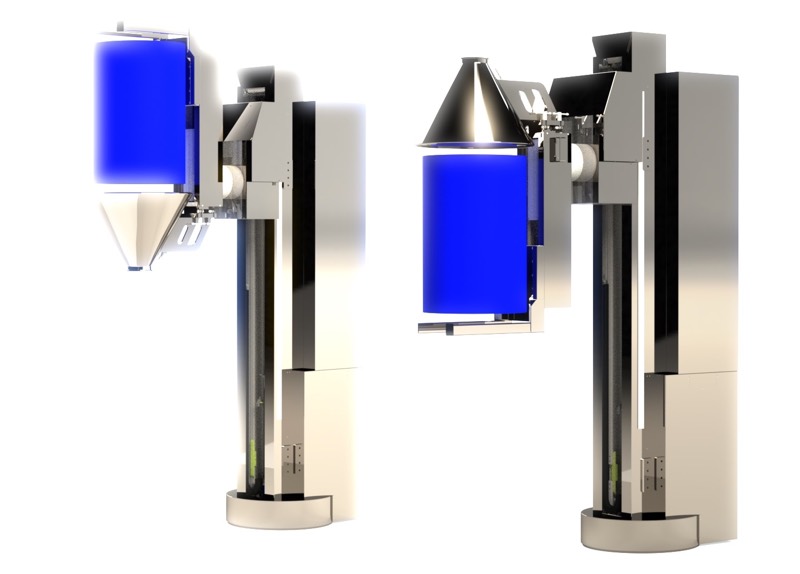 A Squeeze Cone Hoist in drum inverted and upright positions. Render by Palamatic