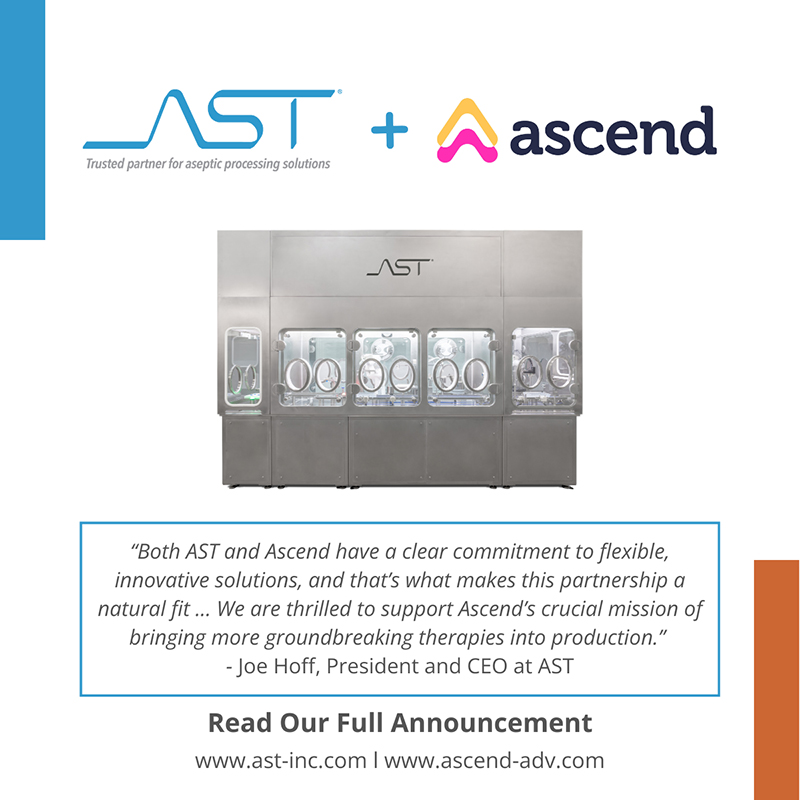 AST places next generation of flexible, isolated fill-finish system at Ascend Alachua Facility for advanced Adeno-Associated Viral Vector (AAV) production