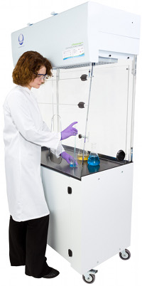 An optional extra for a Chemcap Clearview cabinet is a cupboard/stand unit fitted with lockable castors