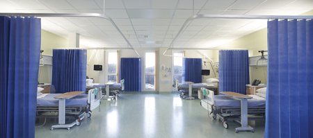 Curtain materials are designed to withstand washing at disinfectant temperatures; Picture courtesy Hufton + Crow