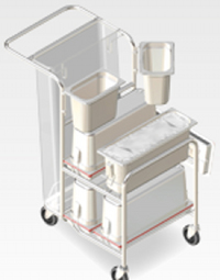 The Easy Prep GMP cleaning system has autoclavable wheels, mop and box system