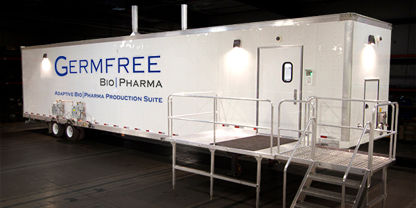 Housed in a 53’ trailer, this fully-functional cGMP cleanroom <br>caters for a range of bioproduction needs