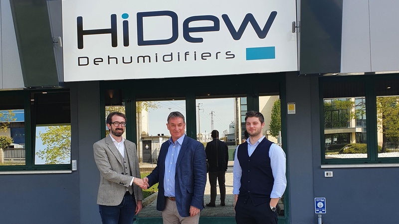 (L-R): Davide Gennaro, Export Manager for HiDew; John Barker, MD for Humidity Solutions; Nicola Dalan, Sales Engineer at HiDew