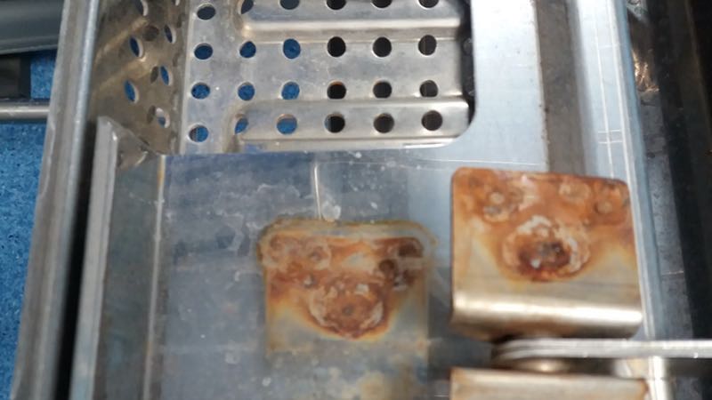 Rusting on equipment from a sterilisation routine
