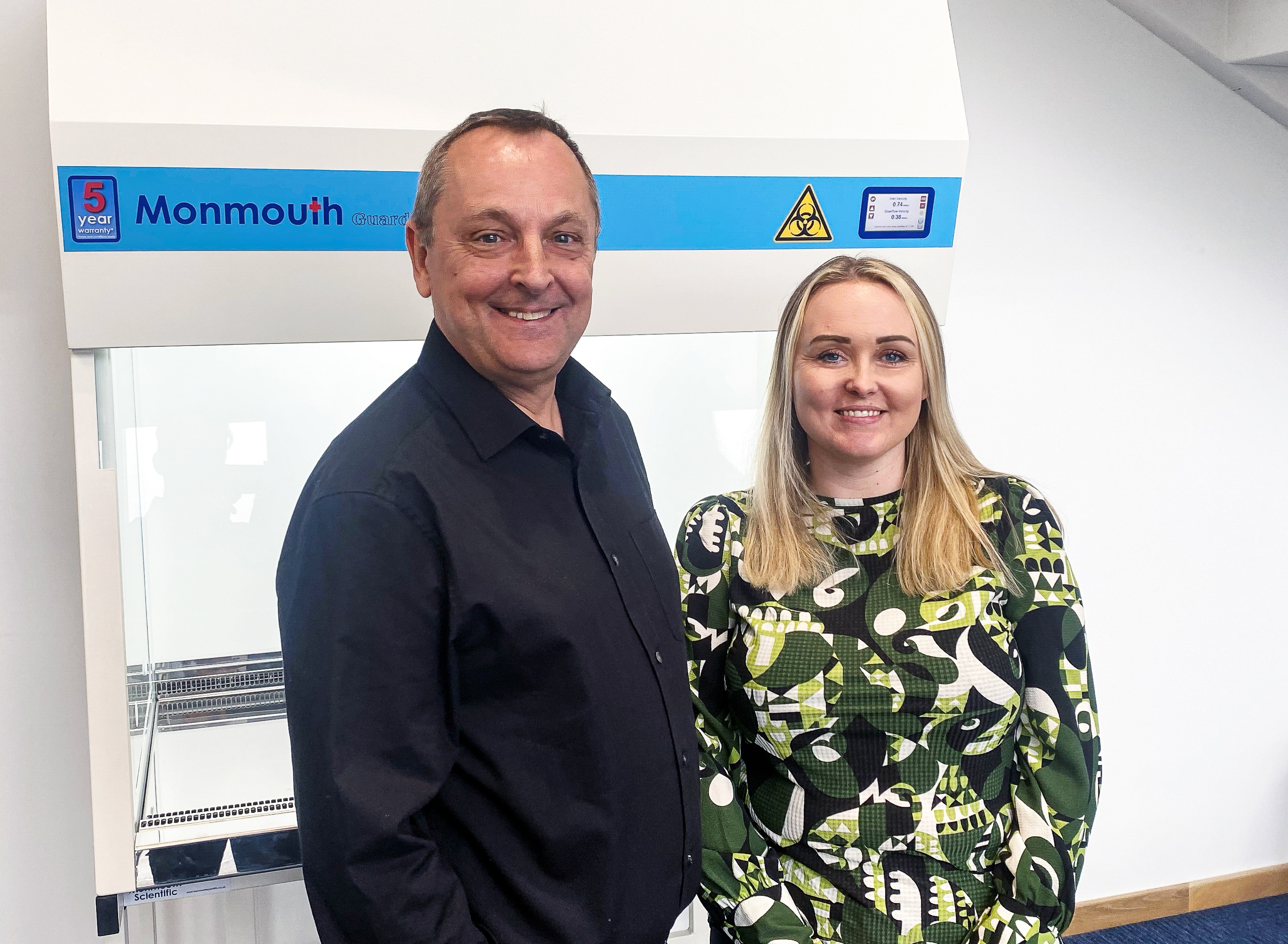 Monmouth Scientific's New Managing Director Julian Mussett (Left) and Finance Director Kimberley Lock (Right), begin work at the company’s headquarters in Bridgwater, Somerset