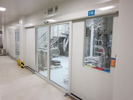 Entry to the fluid bed area from the corridor