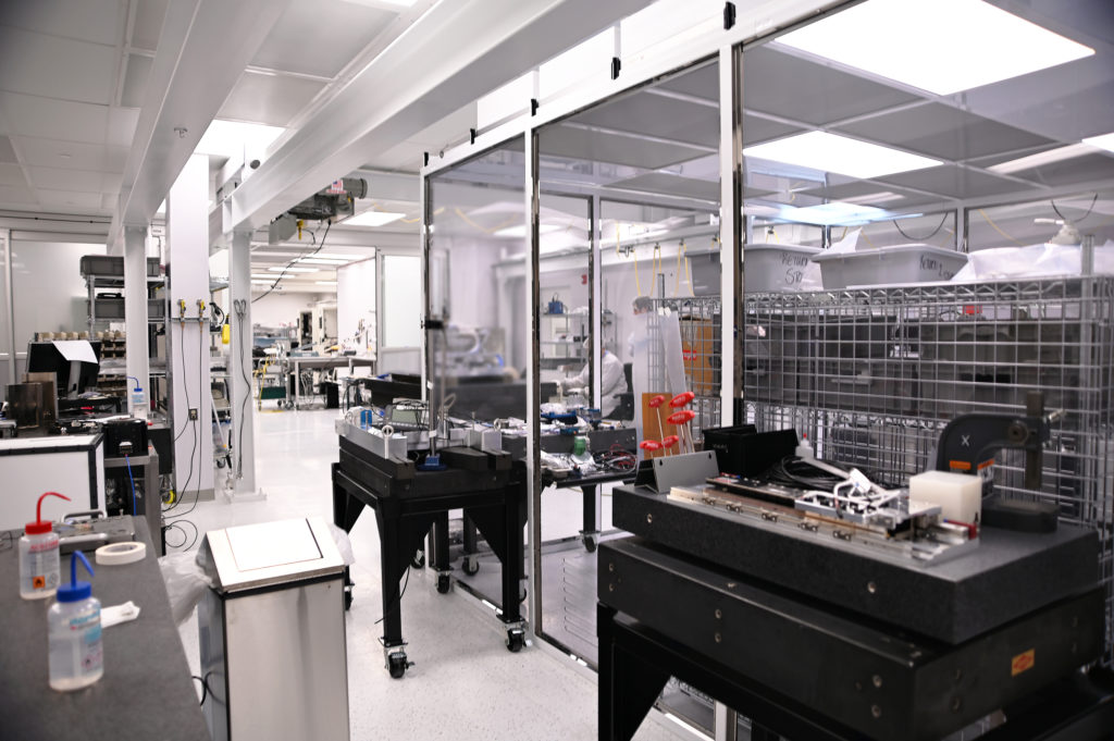A view inside Aerotech’s current cleanroom showing engineers working on a next-generation motion system to support the semiconductor industry