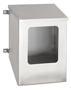 Stainless steel PPE dispenser with vision panel and slots