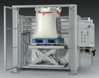 Bulk bag conditioner loosens bulk solid material