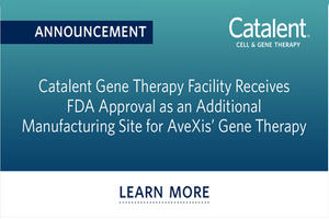 Catalent receives FDA approval as an additional manufacturing site for AveXis' Gene Therapy