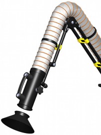 Flextraction hood positioning devices remove dust and fumes