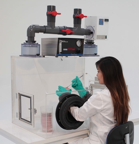 Heated filtration glovebox allows open loop to closed loop filtration