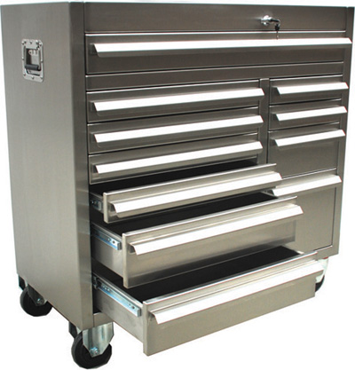 Mobile tool cabinet suitable for hygienic areas