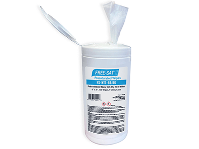 New 96% isopropyl alcohol wipes in a canister