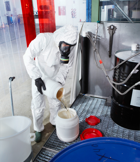 Proper protection for handling chemicals